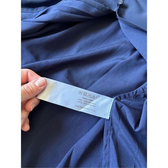 NEW Hope & Ivy tie shoulder embroidered midi dress size 24 navy Blue Floral Slee - Picture 10 of 10